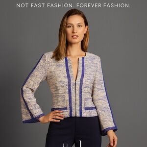 Nanette Lepore Light Blue New Graphic Tweed Jacket 🇺🇸